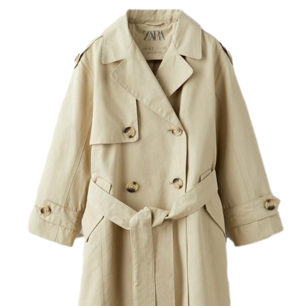 Zara Tan Trench Coat. 3/4 Length in Light Tan. Medium.